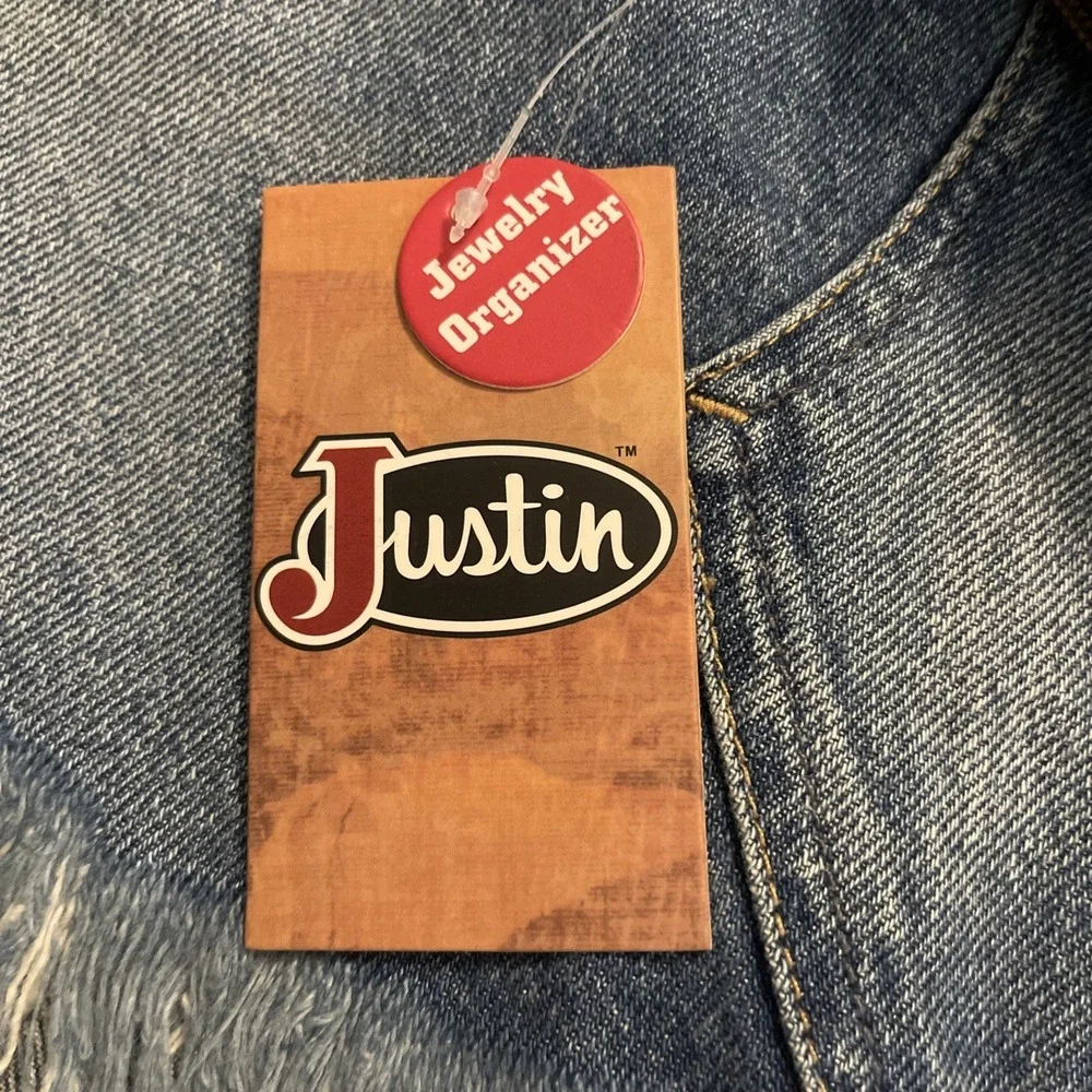 NWT New‎ Justin Western Tool Brown Leather Jewelry Organizer Wallet Zipper Close